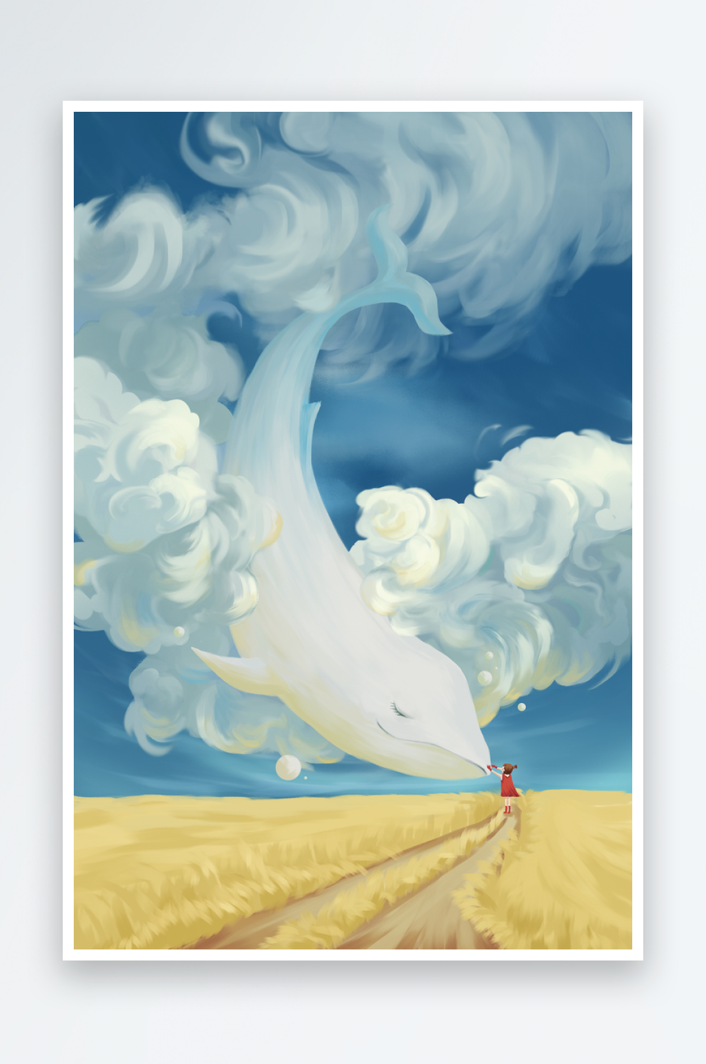 手绘鲸鱼插画素材素材