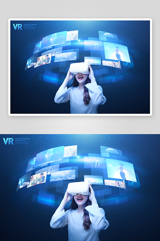 未来科技VR游戏展板模板-众图网