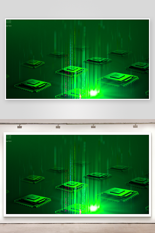 绿色渐变几何科技背景模板-众图网