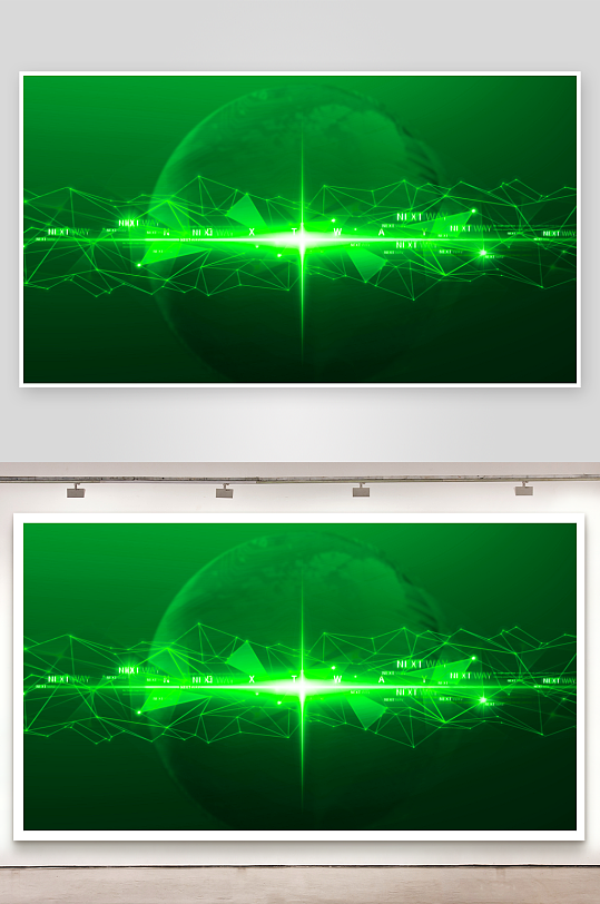绿色渐变几何科技背景模板-众图网