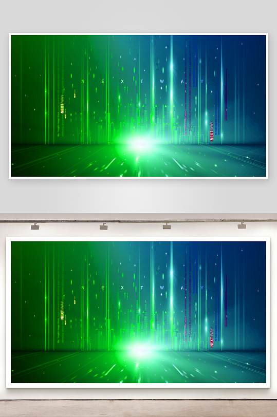绿色渐变几何科技背景模板-众图网