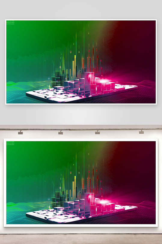 绿色渐变几何科技背景模板-众图网