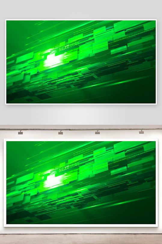 绿色渐变几何科技背景模板-众图网