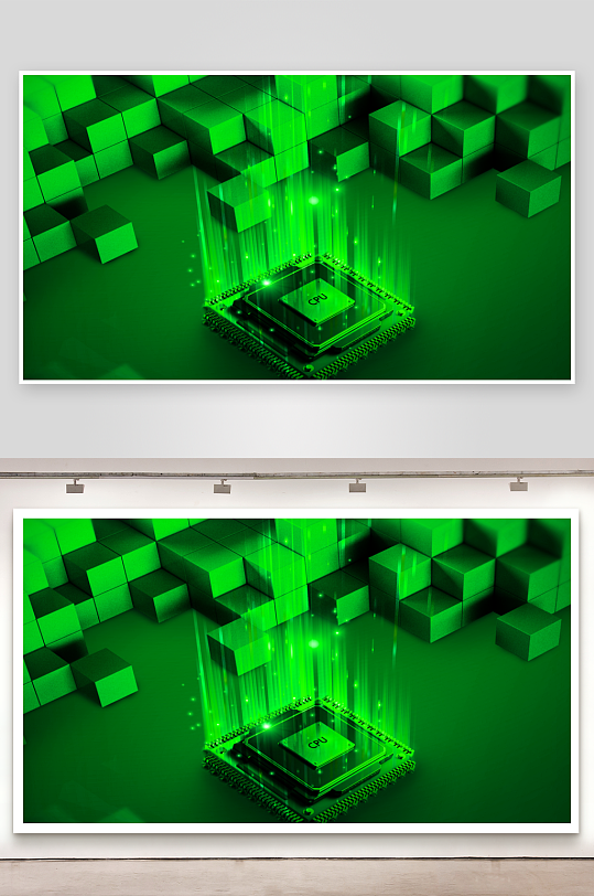 绿色渐变几何科技背景模板-众图网