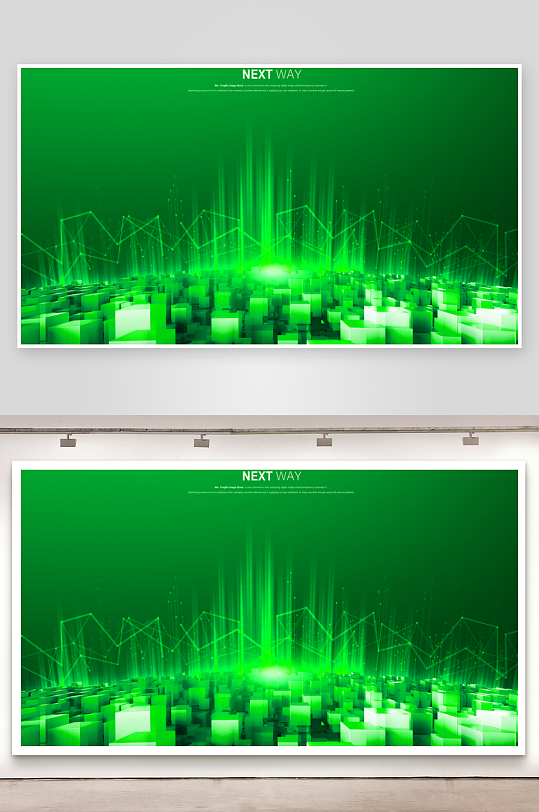 绿色渐变几何科技背景模板-众图网