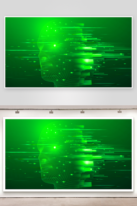 绿色渐变几何科技背景模板-众图网