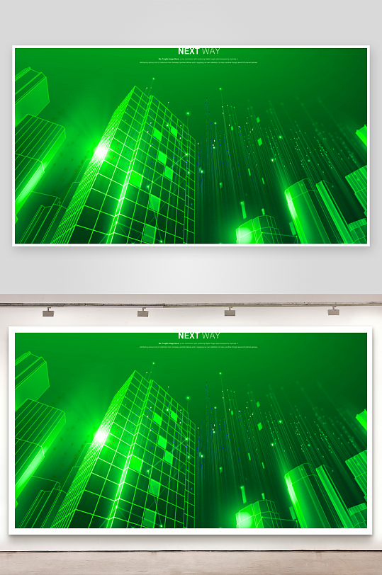 绿色渐变几何科技背景模板-众图网