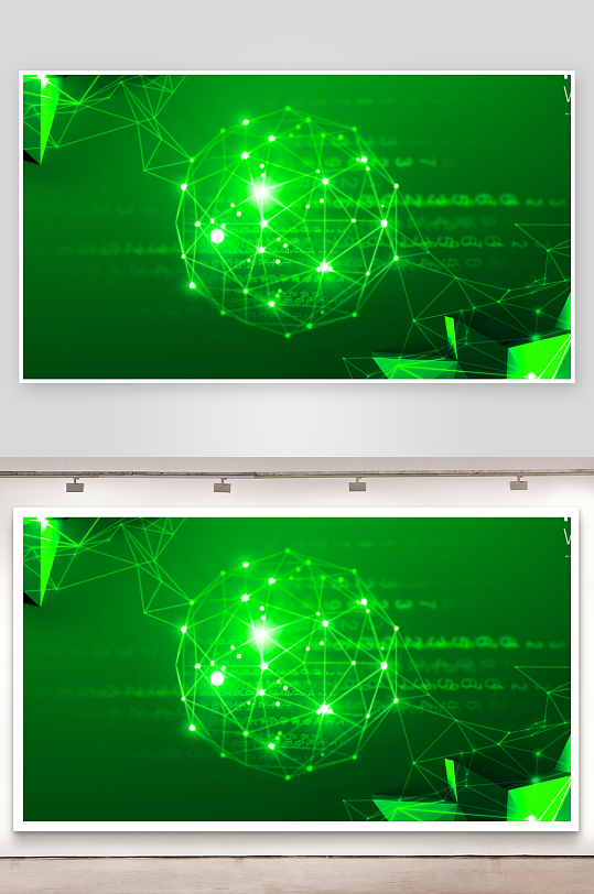 绿色渐变几何科技背景模板-众图网