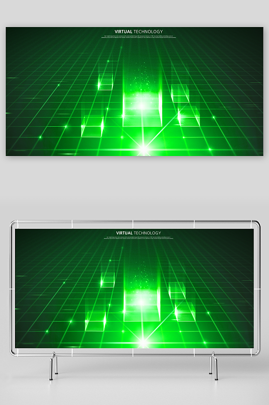 绿色渐变几何科技背景-众图网