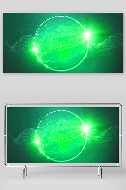 绿色渐变几何科技背景-众图网