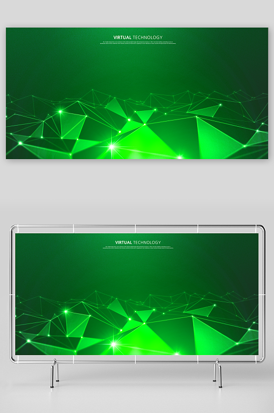 绿色渐变几何科技背景-众图网