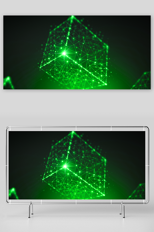 绿色渐变几何科技背景-众图网
