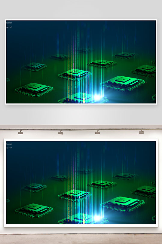 绿色渐变几何科技背景模板-众图网