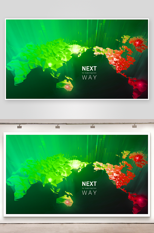 绿色渐变几何科技背景模板-众图网