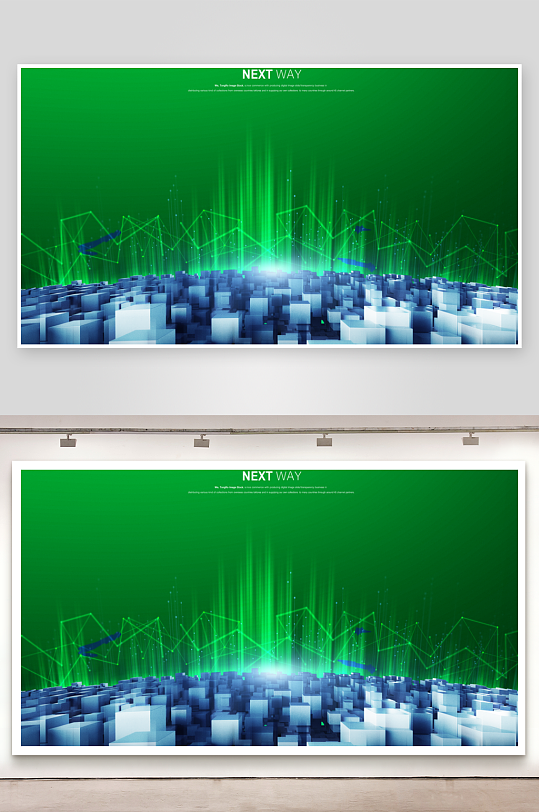 绿色渐变几何科技背景模板-众图网