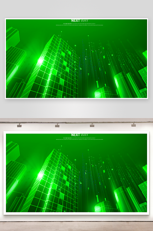 绿色渐变几何科技背景模板-众图网