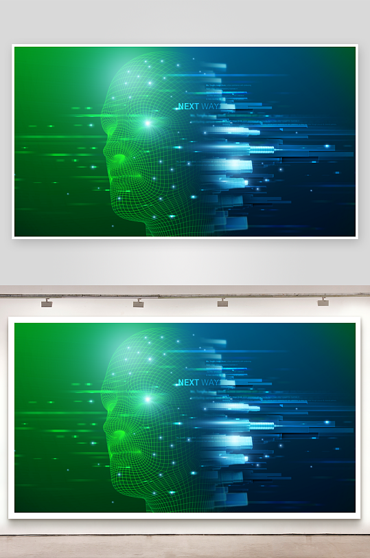 绿色渐变几何科技背景模板-众图网