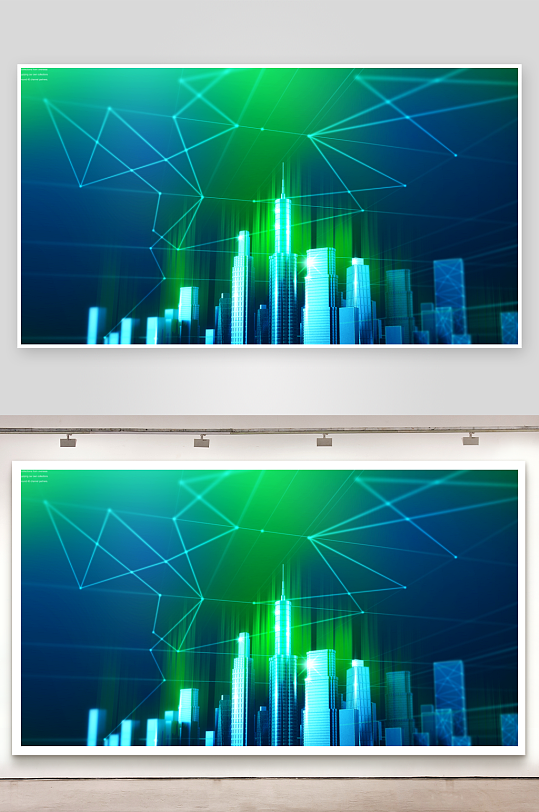 绿色渐变几何科技背景模板-众图网
