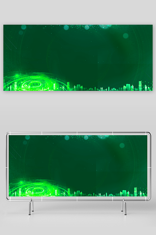绿色渐变科技背景模板素材-众图网