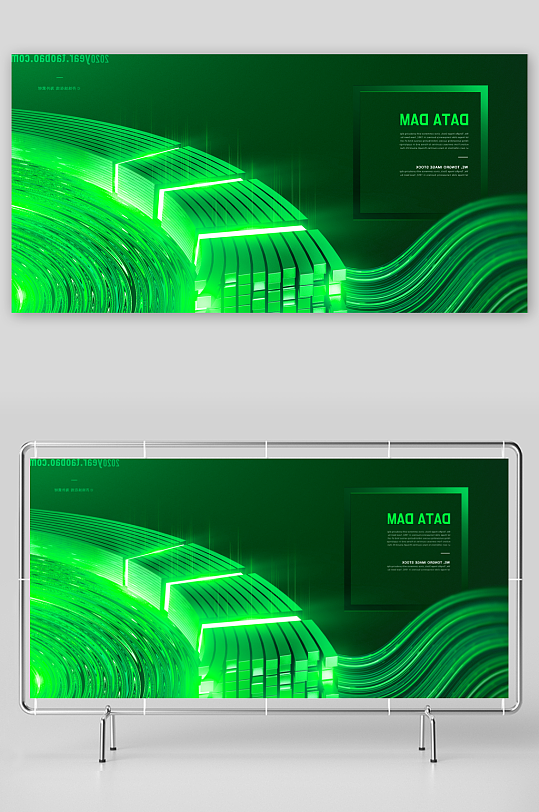 绿色渐变科技背景模板素材-众图网