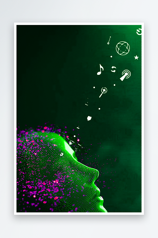 绿色渐变科技背景模板-众图网