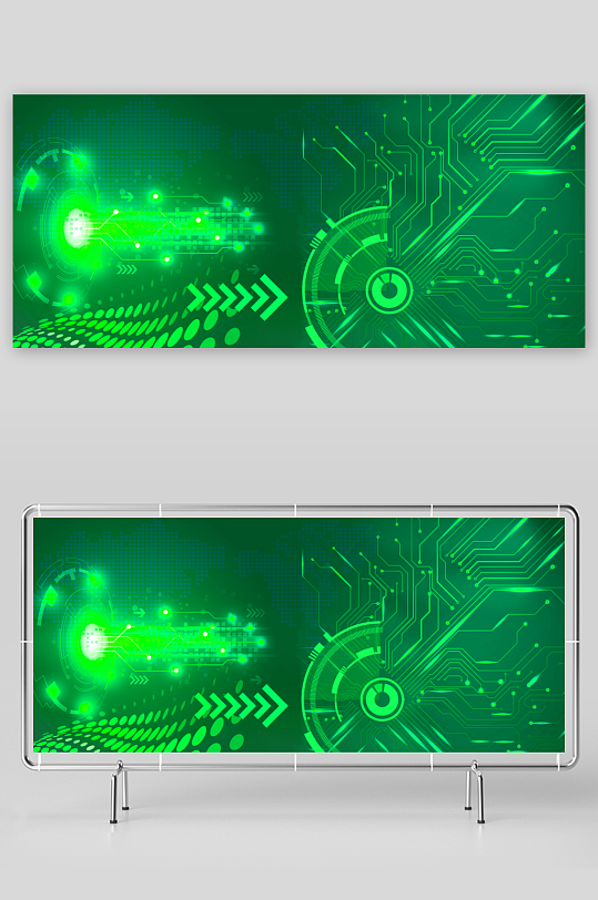 绿色渐变几何科技背景模板-众图网