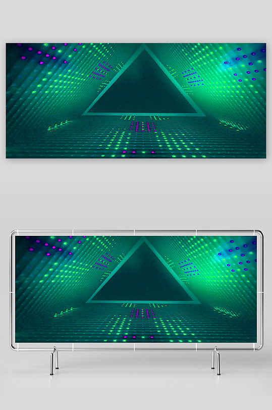 绿色渐变几何科技背景模板-众图网
