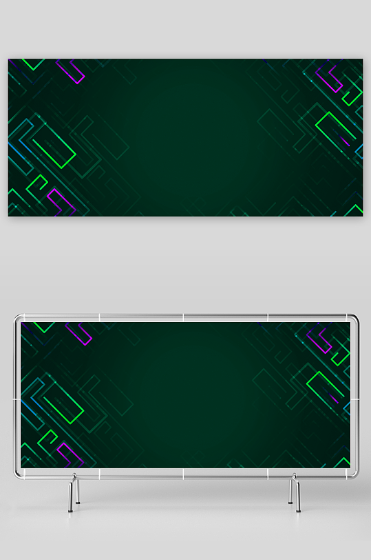 绿色渐变几何科技背景-众图网