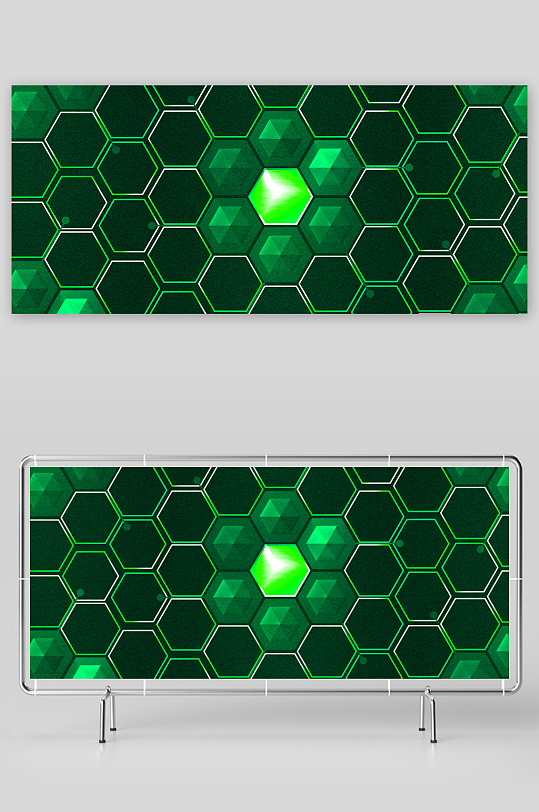绿色科技渐变几何背景-众图网