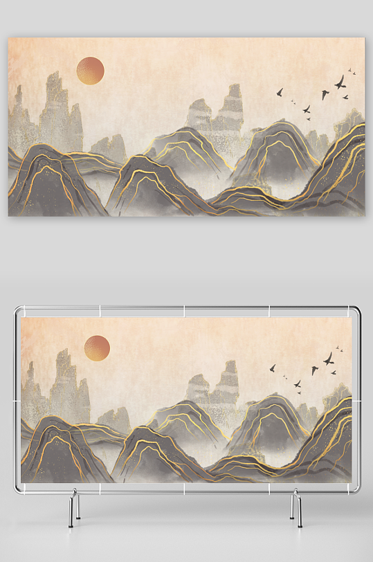 水墨山脉风景画装饰画-众图网