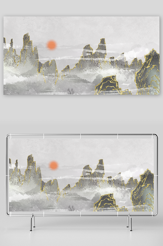 水墨山脉风景画装饰画-众图网