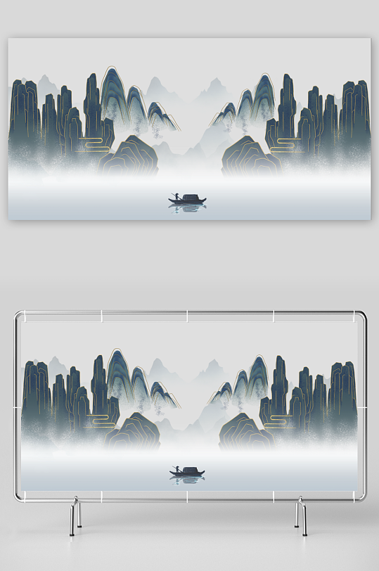 水墨山脉风景画装饰画-众图网