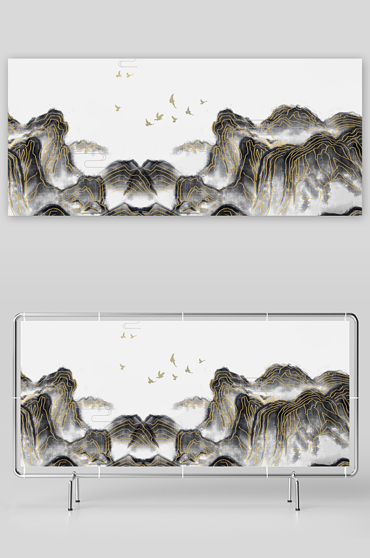 水墨山脉风景画装饰画-众图网