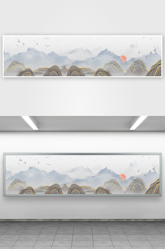 水墨山脉风景画装饰画-众图网