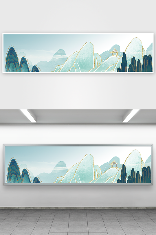 水墨山脉风景画装饰画素材-众图网