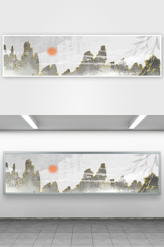 水墨山脉风景画装饰画素材-众图网