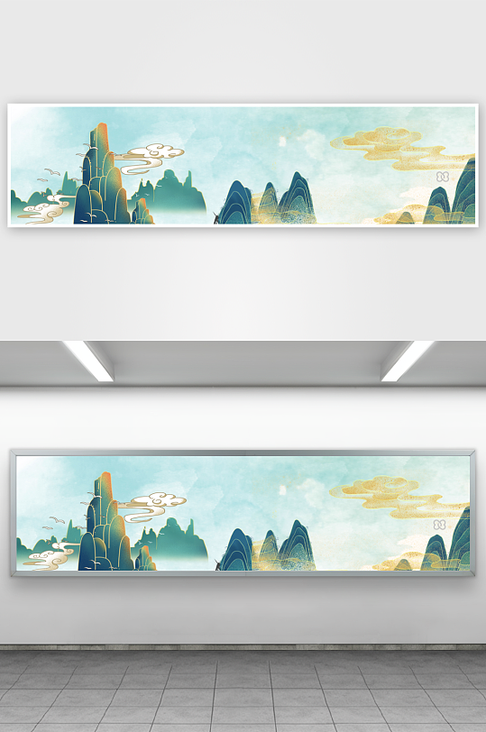 水墨山脉风景画装饰画素材-众图网