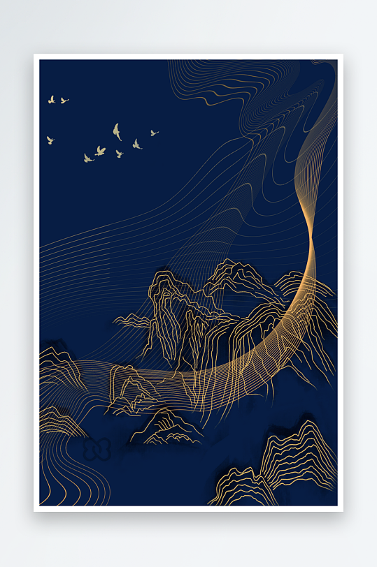 水墨山脉风景画装饰画素材-众图网