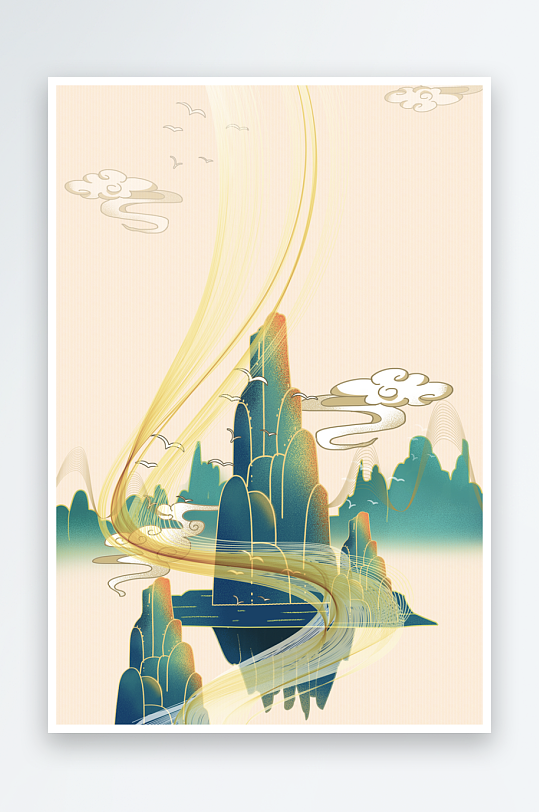 水墨山脉风景画装饰画素材-众图网