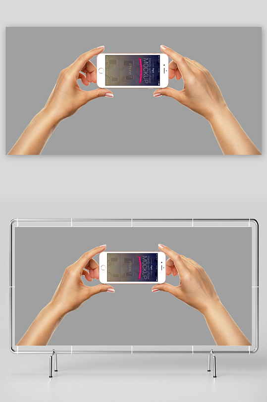 手持手机展示样机模板-众图网