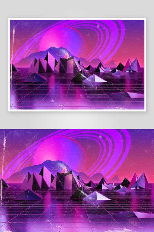 炫彩渐变80年代复古时尚背景-众图网