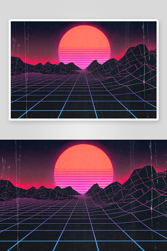 炫彩渐变80年代复古时尚背景-众图网