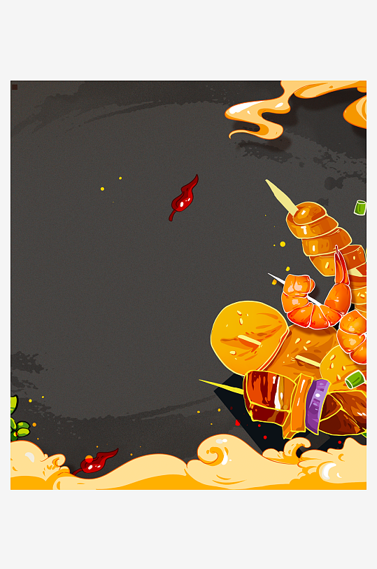 国潮风美食背景模板-众图网