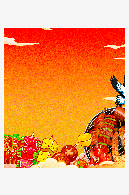 国潮风美食背景模板-众图网