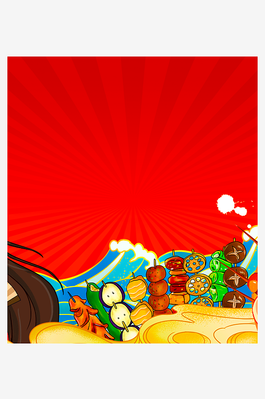 国潮风美食背景模板-众图网