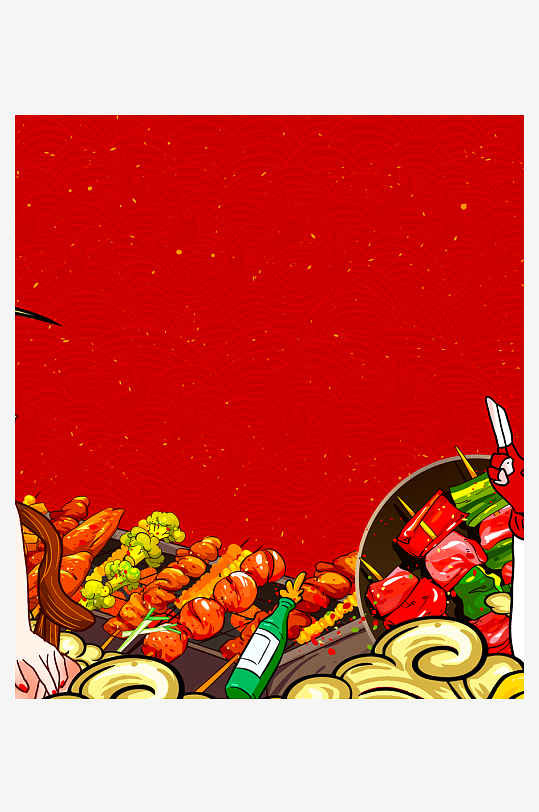 国潮风美食背景模板-众图网