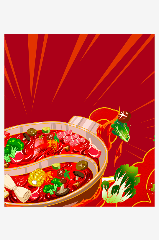 国潮风美食背景模板素材-众图网