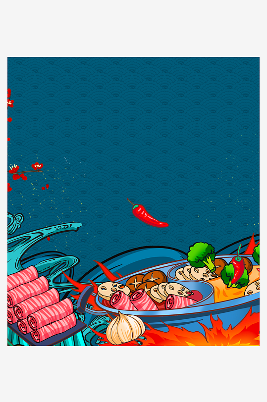 国潮风美食背景模板素材-众图网