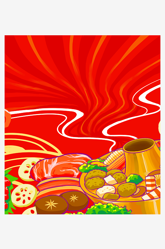 国潮风美食背景模板-众图网