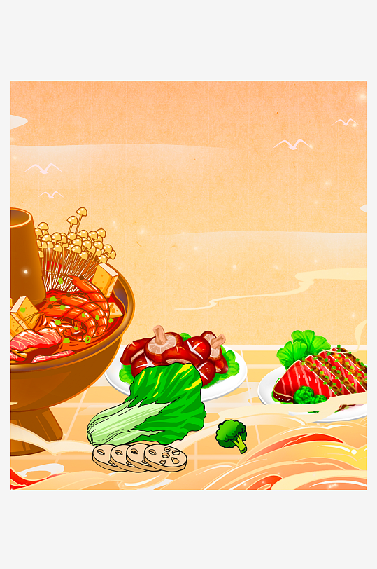 国潮风美食背景模板-众图网